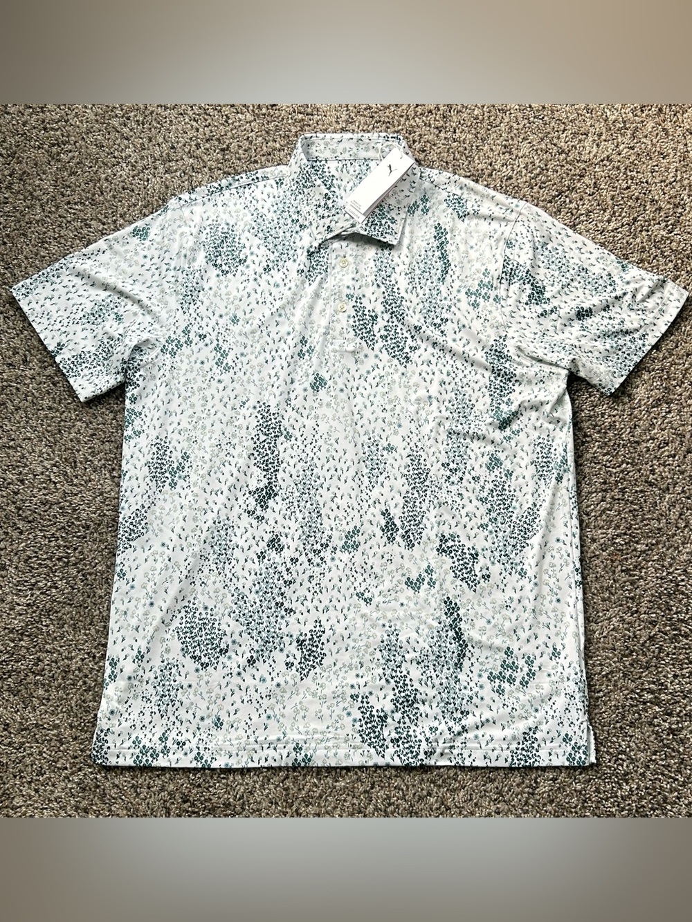 Puma Cloudspun Garden Polo Shirt Men's Size Large White Glow Floral 632251-01